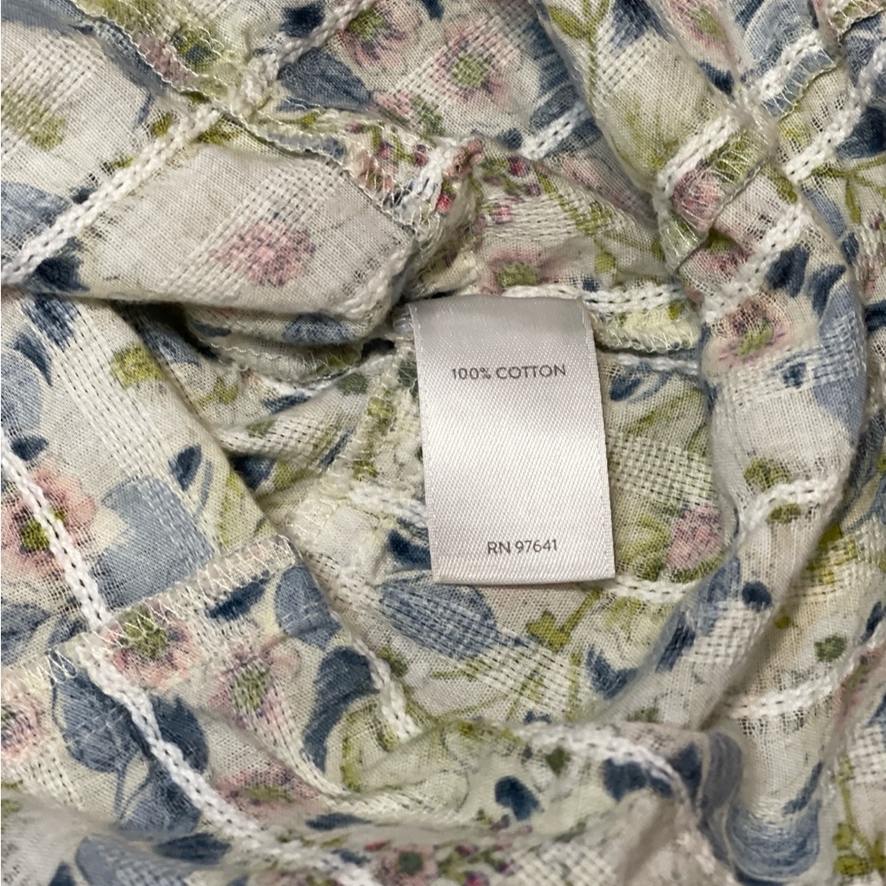 J. Jill Womens Floral Blouse Tiered Textured Size Medium Spring Peasant Fairy - Picture 8 of 12